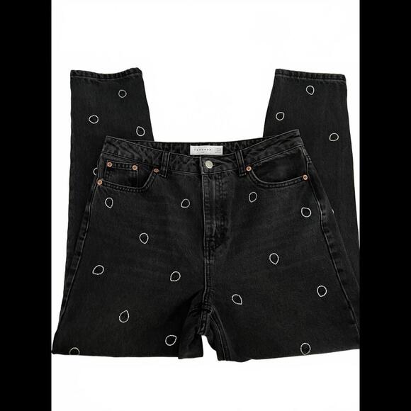 FALL CLEARANCE NWOT Asos Alien Rhinestone Embellished Mom Jeans - Sz 30 - Picture 2 of 4